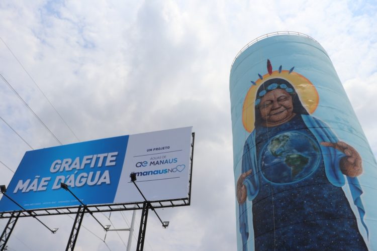 Grafite em reservatório na Ponta Negra Fotos: Adan Garantizado/Águas de Manaus