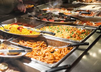 Stainless steel Trays full of Food