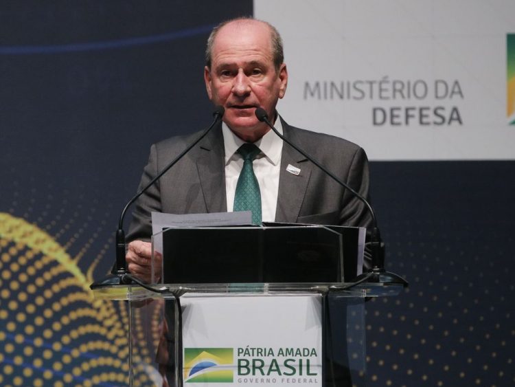 O ministro da Defesa, Fernando Azevedo e Silva fala durante cerimônia de conclusão do processo de união das partes do Submarino Himaitá, na Base de Submarinos de Itaguaí. Foto: Tomaz Silva/ Agência Brasil