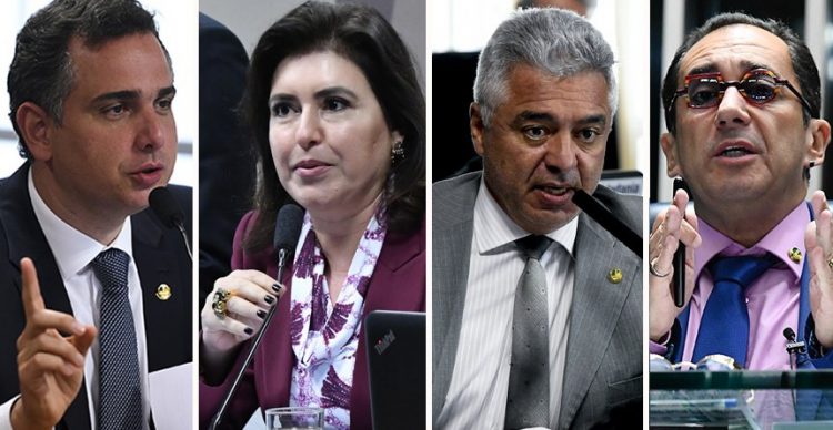 Rodrigo Pacheco (DEM-MG), Simone Tebet (MDB-MS), Major Olimpio (PSL-SP) e Jorge Kajuru (Cidadania-GO) disputam a presidência da Casa; eleições acontecem no início de fevereiro Geraldo Magela/Agência Senado