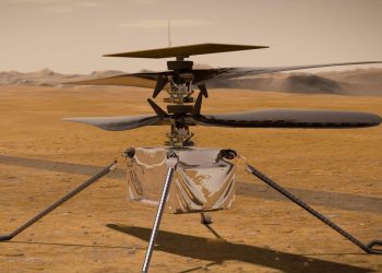 Concepção artística do veículo voador Ingenuity da Mars2020