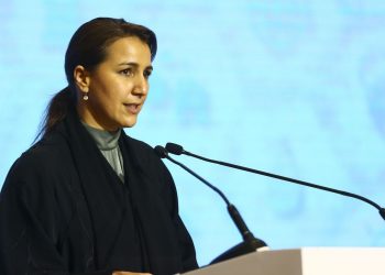 A ministra do Meio Ambiente e Mudanças Climáticas dos EAU, Mariam Bint Mohammed Al Mheiri, durante abertura do seminário empresarial Brasil-Emirados Árabes Unidos.xv