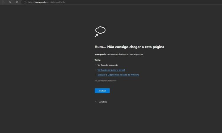 Brasília - 24/05/2023 - Devido ao alto número de consultas para saber se a restituição estará disponível, o contribuinte esta encontrando dificuldades no acesso. Foto: Reprodução de página da Receita Federal