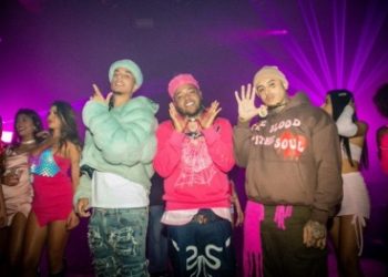 Veigh, Vulgo FK e MC PH nos bastidores do clipe de “Ballena”
