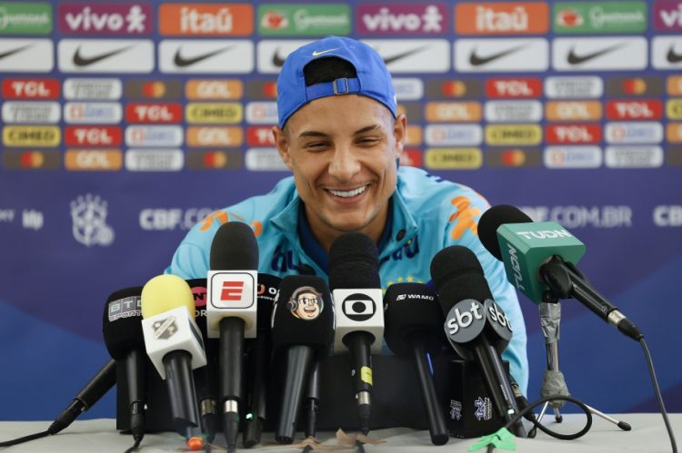 Arana participa da entrevista coletiva nesta quarta-feira em Las Vegas Créditos: Rafael Ribeiro/CBF