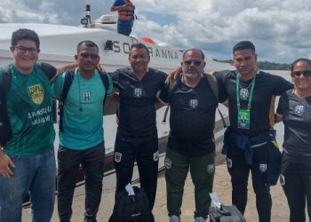 Após passagem em Benjamin Constant, equipe seguiu rumo a São Paulo de Olivença, para mais um compromisso da maior competição não profissional da Região Norte Foto: Mateus Moreira/FAF