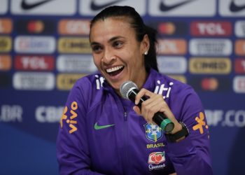 Marta durante entrevista coletiva Créditos: Lívia Villas Boas / CBF