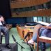 O secretário-geral António Guterres (à esquerda) é entrevistado pela subsecretária-geral da ONU para Comunicações Globais, Melissa Fleming. Foto: ONU/Roberta Politica