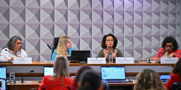 Ativistas durante debate promovido pela Comissão Permanente Mista de Combate à Violência contra a Mulher
Foto: Ton Molina/Agência Senado