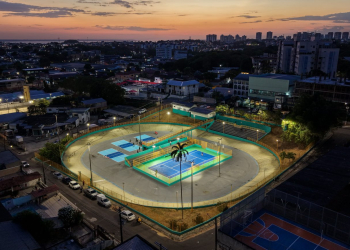 Imagem aérea do velódromo revitalizado. Foto: Semjel