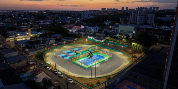 Imagem aérea do velódromo revitalizado. Foto: Semjel