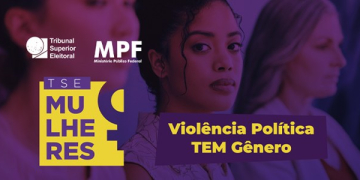Identidade visual da ação Violência Política TEM Gênero. Arte: Secom/TSE