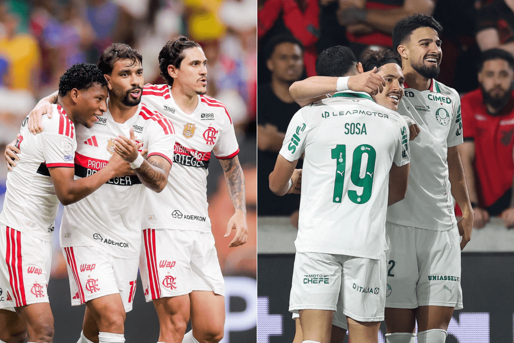 Flamengo e Palmeiras venceram pela 31ª rodada do Brasileirão Créditos: GILVAN DE SOUZA/FLAMENGO e Cesar Greco/Palmeiras